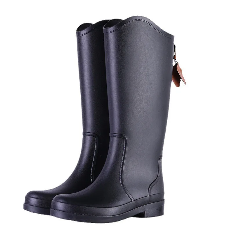 Slim Fit High Tube Outdoor Women's Rain Boots Fashionable Kitchen Anti Slip Waterproof Rain Boots With Fleece Rain Boots