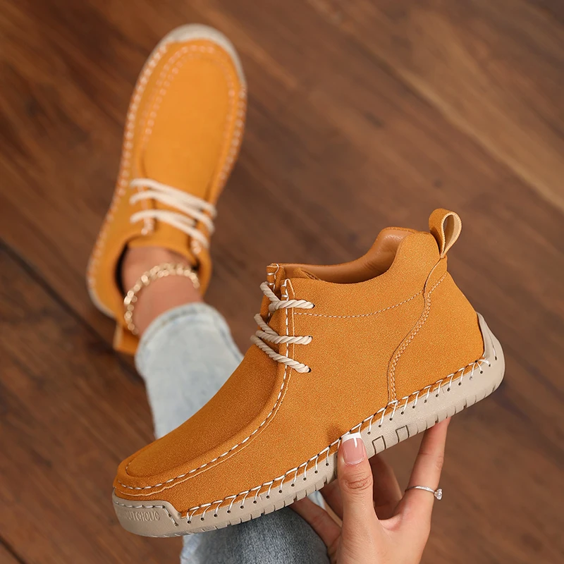 

Women's Casual Shoes Fashion Flat Outdoor Womens Sneakers Soft Breathable Non Slip Loafers High Quality Handmade Leather Boots