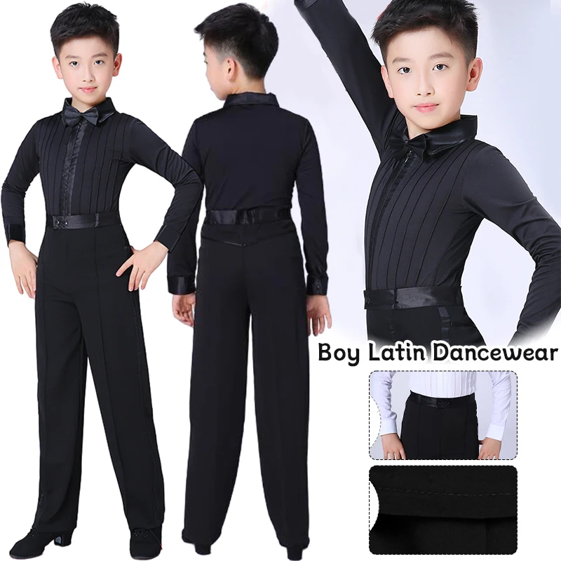 

Boys Latin Dance Clothes Shirt + Pants Sets Kids Rumba Samba Dancewear Ballroom Costume Stage Performance Competition Outfit