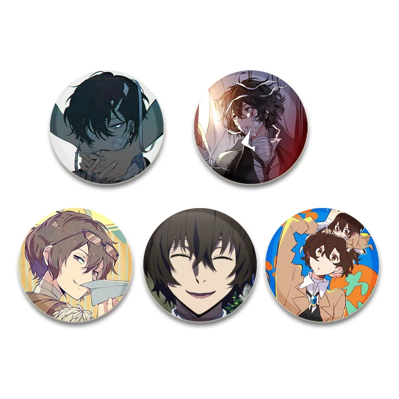 Hot Anime Character Osamu Dazai Cute Cartoon Badge Handmade Tinplate Brooches Round Display Brooches Jewelry Gift Accessory image 2