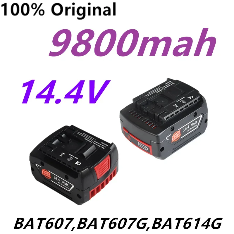 14.4V 9800mah Rechargeable Li-ion Battery cell pack for BOSCH cordless Electric drill screwdriver BAT607,BAT607G,BAT614G