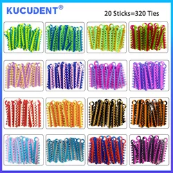 KUCUDENT 320 Pcs/Box Dental Orthodontic Ligature Ties for Teeth Braces Rubber Bands Elastic Leagues Rings Two Colored Dentist