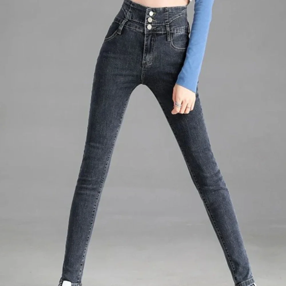 Moda Nowa Wiosna Damska Obcisła Wysoka Rozciągliwość Skinny Jeans Kobiety Wysoka Talia Slim Denim Ołówek Spodnie Moda Kowbojskie Spodnie