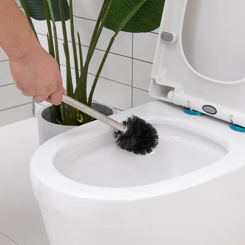 【K】1/2Pcs Long Handle Toilet Cleaning Brush Stainless Steel Handle Toilet Brushes Household Bathroom WC Supplies