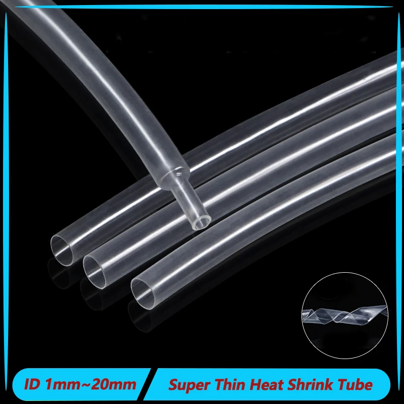 

1~100m Flexible Heat Shrinkable Earphone Line Audio Cable Sleeve Wrapping Sheath Clear Heat Shrink Tube Super Thin Wall 1~ 20mm