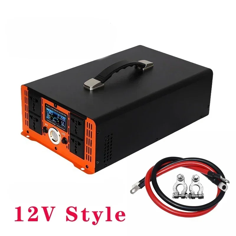 8000W Pure Sine Wave Inverter--12V/24V/48V/60V/72V/96V Converter for Home, RV and Off-Grid Solar Systems+2 AC Outlet & LED Light