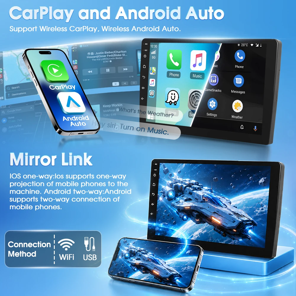 Reproductor de Audio para Auto Podofo de 8 Núcleos Android 2din para Hyundai IX20 2012 con Navegación GPS, Carplay Inalámbrico, Android Auto, WIFI, DSP, FM, RDS, Bluetooth y Receptor de Autoradio