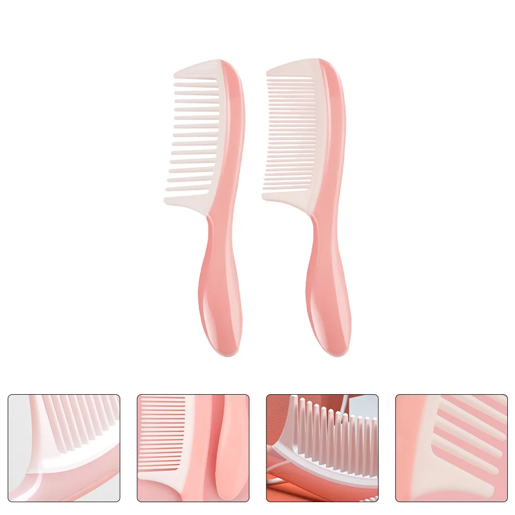 

2pcs Plastic Smoothing Detangling Wide Dense Teeth Fine Wide Teeth Comb Hair Care Styling Comb For All Hair Types