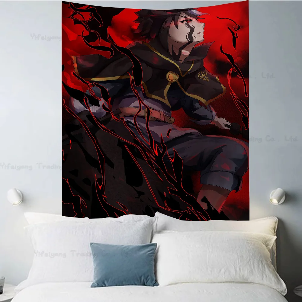 Tapiz de trébol negro de Anime, estampado artístico, tapiz de pared japonés, colgante de pared de Anime, decoración del hogar