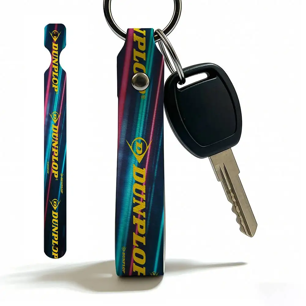 For Dunlop PU Leather Motorcycle Keychain Universal Motorbike Key Ring Holder For Riders Men Gift