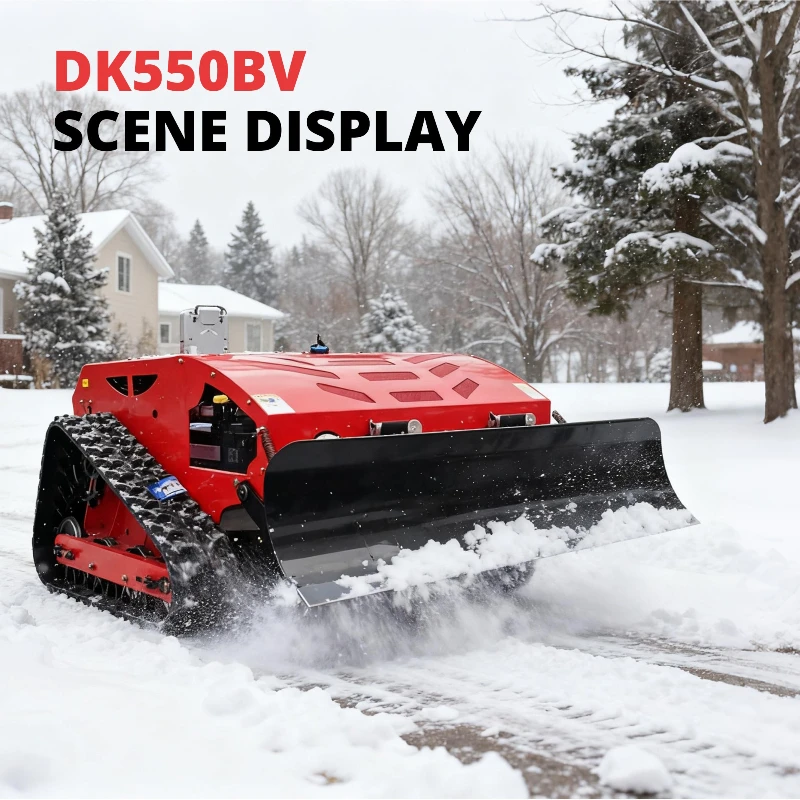 جزازة العشب التي يتم التحكم فيها عن بعد مع مجرفة الثلج، أرض المراعي منحدر الحديقة، جزازة العشب الآلية الزراعية، جزازة العشب متعددة الوظائف #3