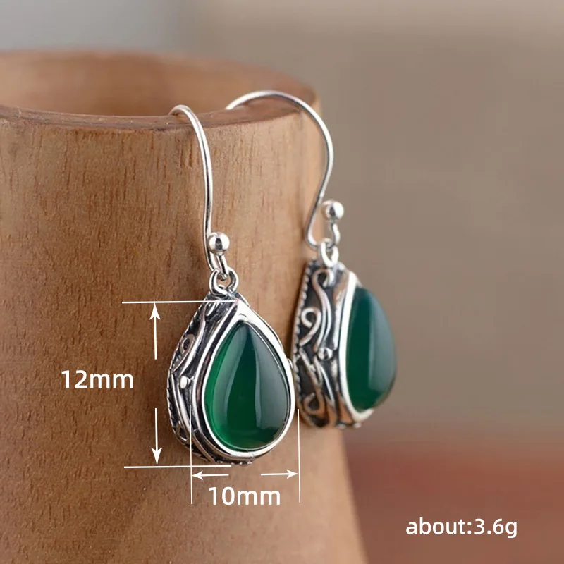 Waterdrop Red/Green Stone Dangle Earrings for Women Newly Designed Vintage Silver Color Female Daily Wear 2023 Jewelry