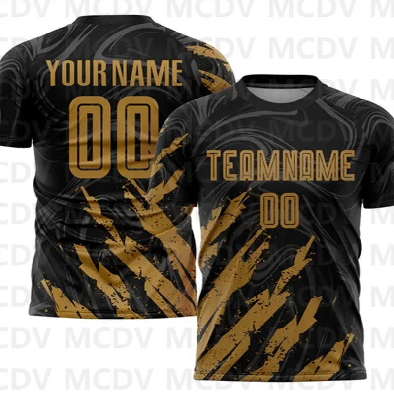 Custom Kelly Green Gold Sublimation Soccer Uniform Jersey Personlized Team name and you name number Football T-Shirts