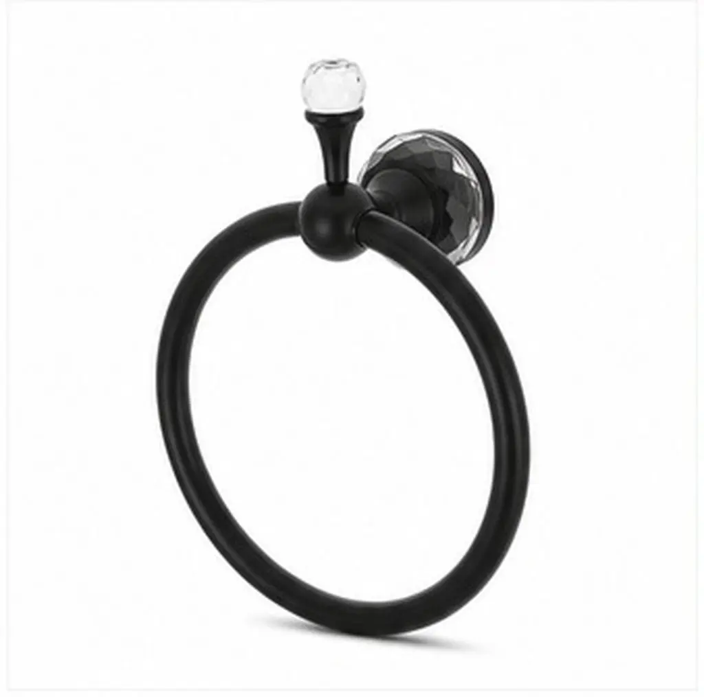 Crystal Bathroom Towel Ring Wall Mounted Heavy Duty Towel Holder Round Elegant Design Bling Reflective Surface for Luxury Bath