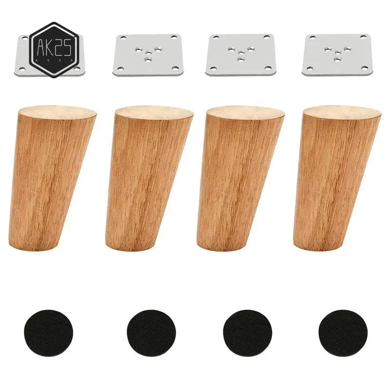 

AK25-деревянные 4-дюймовые конические мебельные ножки, набор из 4 круглых однотонных незавершенных сменных ножек для дивана середины века для дивана