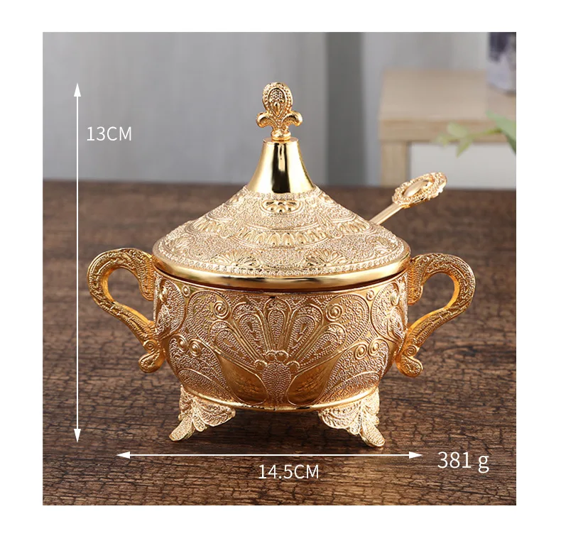 2023 New Kitchen Seasoning Jar Alloy Carved Jar Household Sugar Cup Light Luxury Nordic Creative Seasoning Box