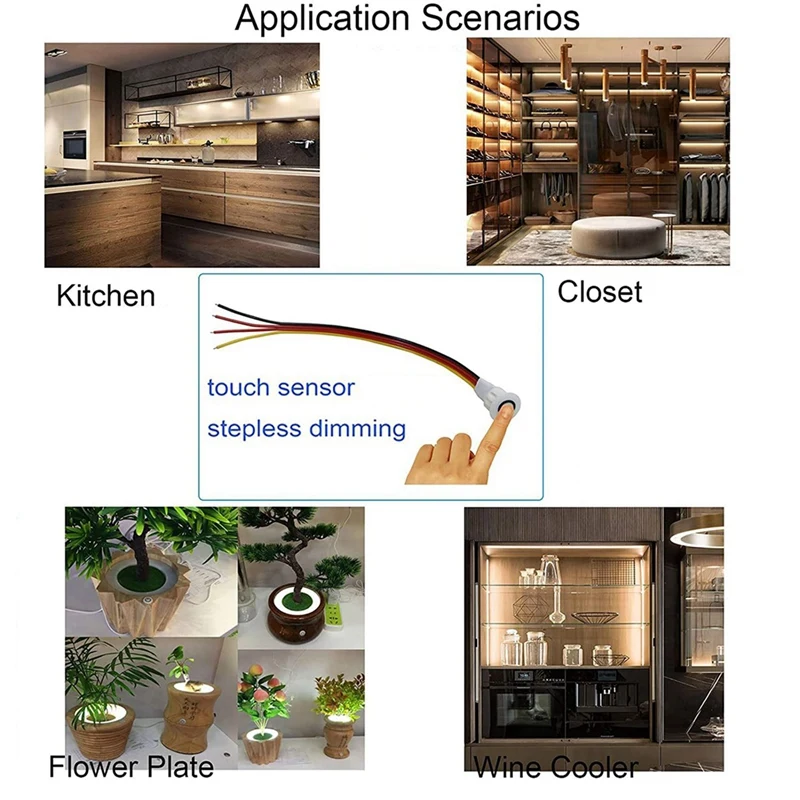 6Pcs Touch Dimmer Switch DC3.7V 5V 12V Stepless Dimmer Switch Sensor For LED Light, RV, Cabinet, Wardrobe And Strip