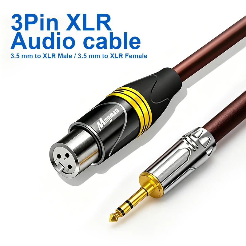 3M 5M 10M 20M 30M 3.5mm To XLR Female Audio Cable 3Pin XLR Female Cable XLR To 1/8 '' Mini Jack 3.5mm AUX Audio Cable