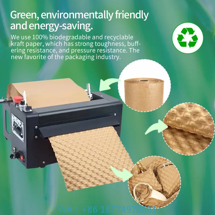 Shock-Absorbing Paper Pad Machine Motor 10M/min 100-240V Fully Automatic Kraft Paper Folding & Bubble Press Packaging