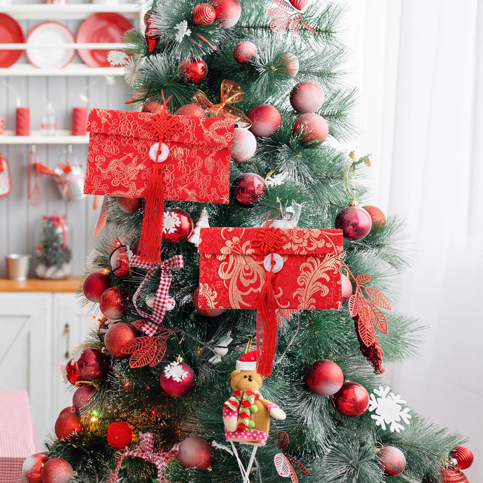 

2 Pcs Festival Red Envelope Chinese Money Pocket Lunar Calendar Brocade Luxurious Envelopes