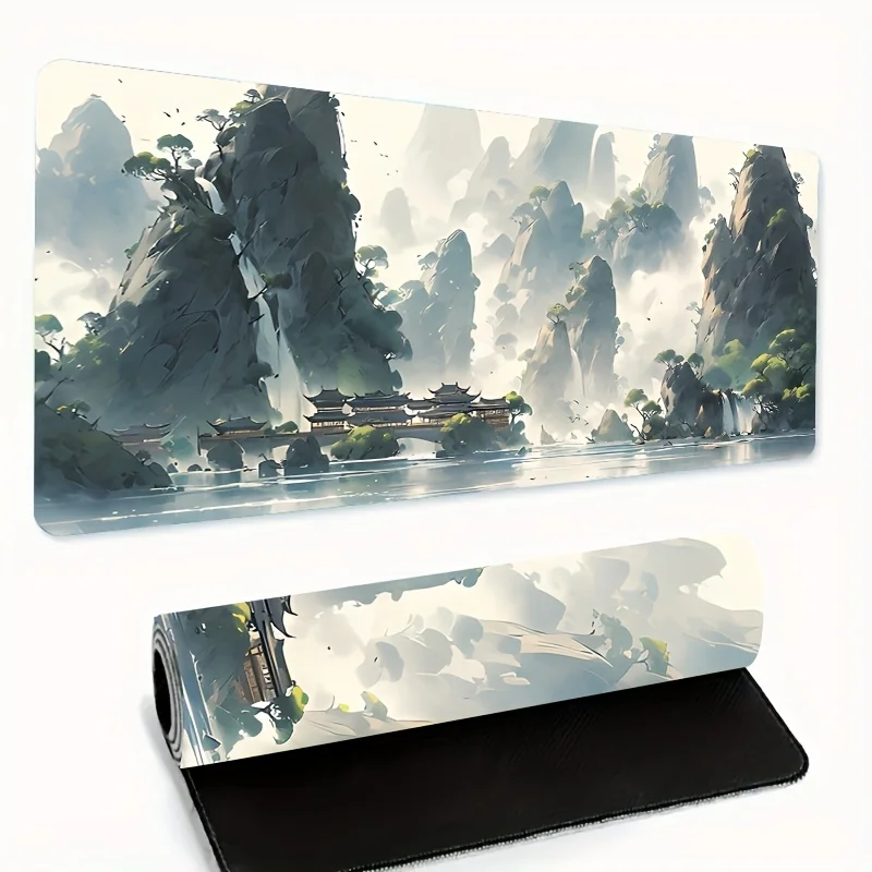 1pc Dreamy Mountain Landscape Mouse Pad - Extra Large, Washable & Non-Slip Rubber Desk Mat with Stunning Artistic Design, Durabl