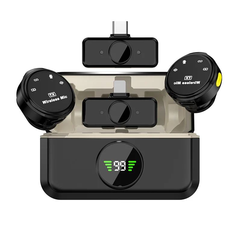 Basix 2.4G Plug and Play Chip Wireless Lavalier Micwith Charging Case lavalier microphone wireless for iphone