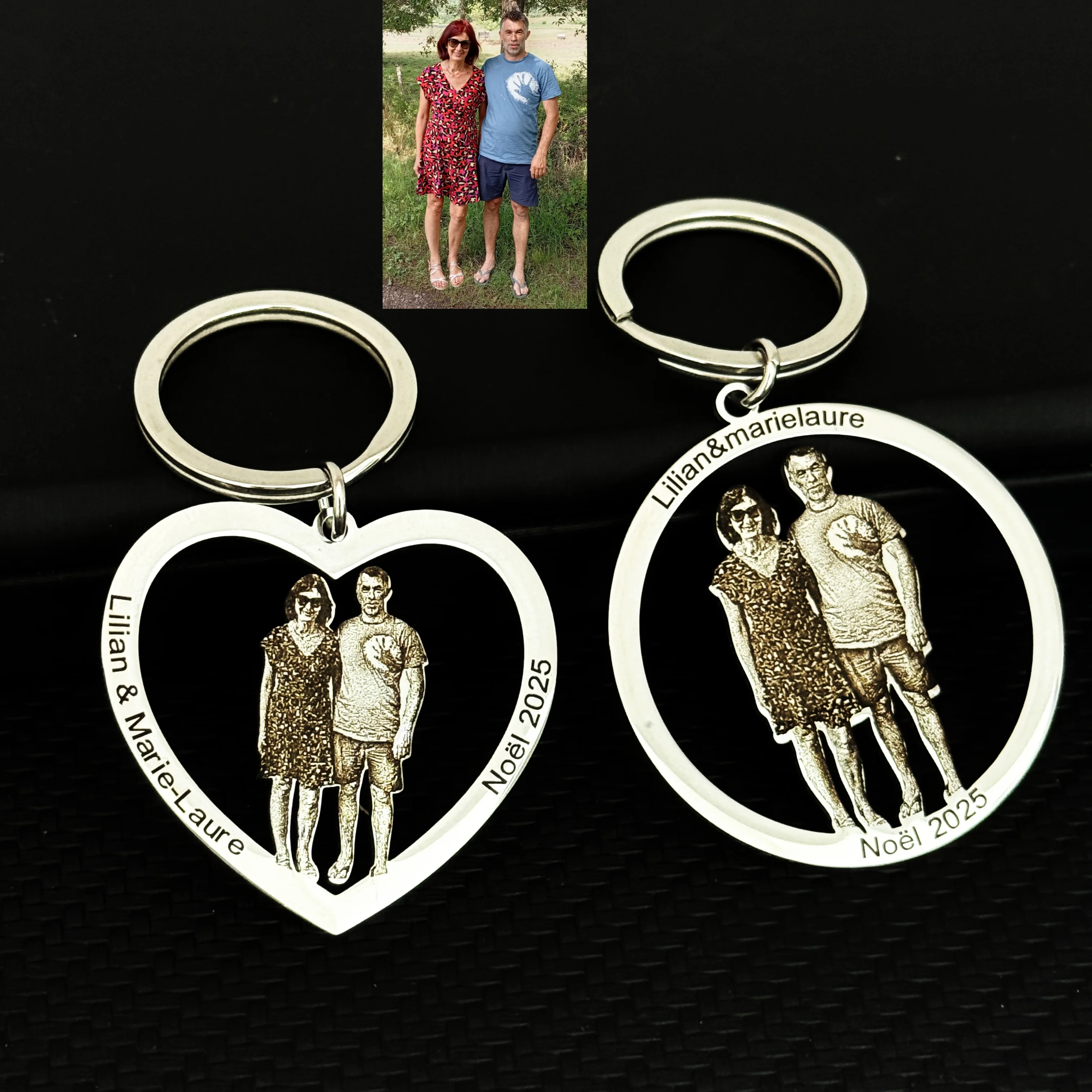 Customized Personalized Photo Pendant Keychain Laser Engraved Stainless Steel Portrait Women Men Original Unique Key Ring Gift