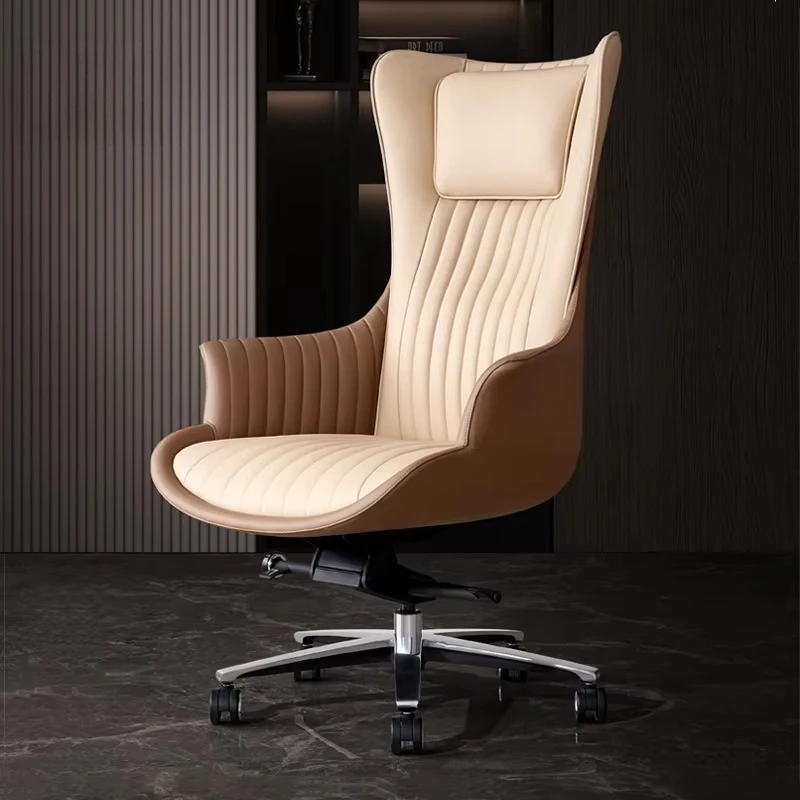 Italian leather office chair ergonomic lightweight rotating lift office computer chair with wheels