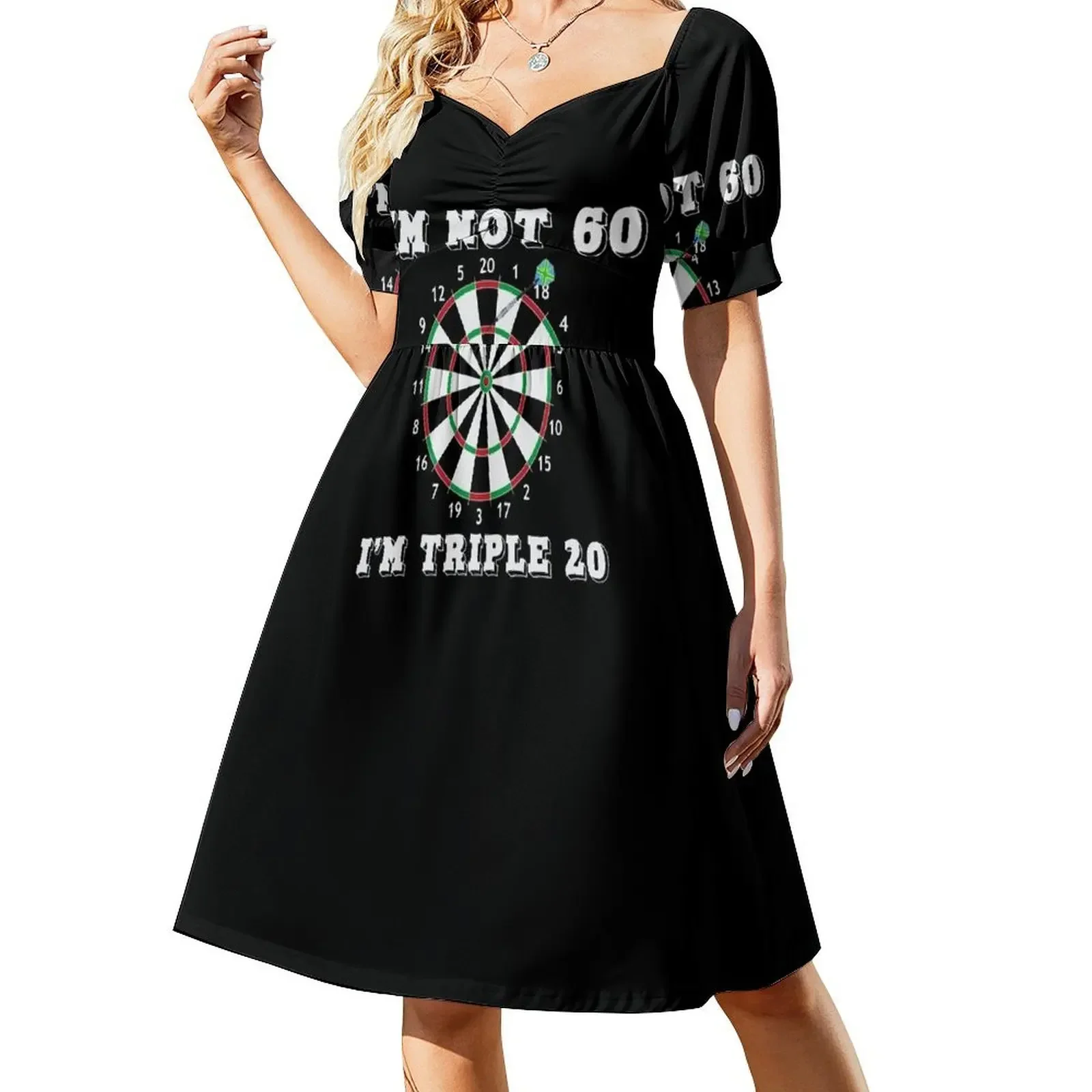

Triple 20 Joke 60 Years Darts Dart Sixty Age Pun Short-Sleeved Dress luxury woman evening dress dress dresses