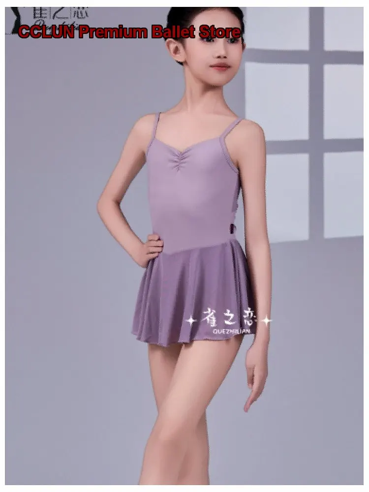 Children's Girls' Dance One-Piece Fitted Bodysuit with Halter Neck and Open Crotch Kids Summer Gymnastics