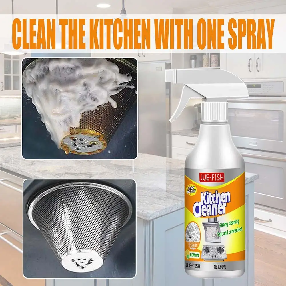 All-purpose Kitchen Pots & Pan Cleaner Stain Remover 60ml Kitchen Bubble Cleaner Dirt Oil Cleaning Bubble Spray for Grills Ovens