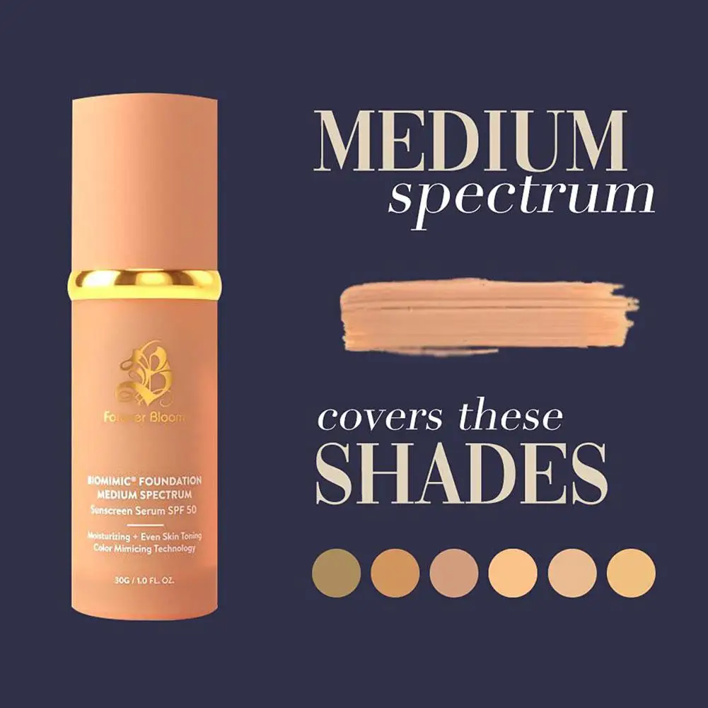 30g Forever Bloom 4 In 1 Biomimic Foundation SPF50+ Sunscreen Serum Primer Hydrating Medium Full Coverage Concealer Waterproof