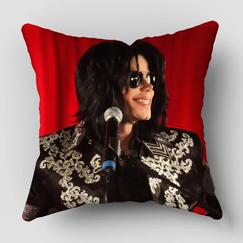 Michael Jackson Pillowcase Polyester Fabric Printed Square Zip Decor Home Cushion Cover