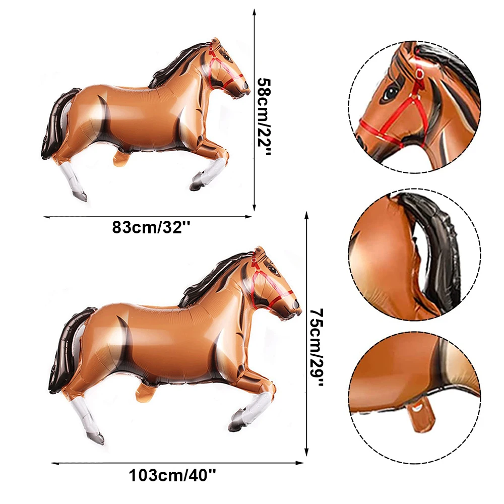 Pferd Geburtstag Dekoration Banner Ballon Holzmaserung Kunststoff Tischdecke Pappteller für rustikale Western Scheune Cowboy Partyzubehör – Detail 20