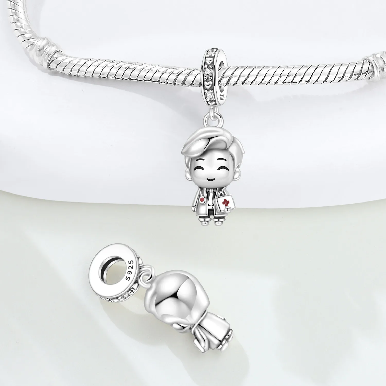 S925 Sterling Silver Heart Medical Pendant Nurse Doctor Healthcare Worker Jewelry DIY Jewelry Making Charm Nurse Day Gift