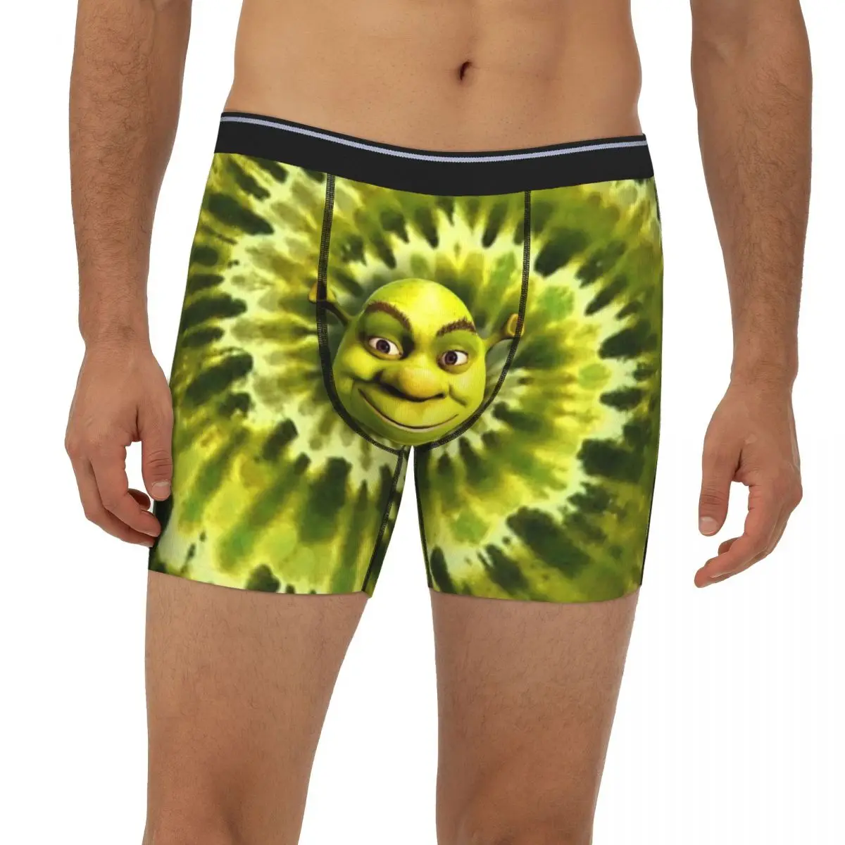 

Длинные трусы-боксеры Shrek Tie Dye, короткие мужские трусы, мягкое нижнее белье для мужчин, подарки бойфренду