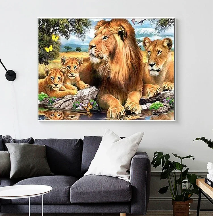 YOUQU Collection Diamond Painting Art kit Lion Family Home Decor ricamo 5d Diamond Mosaic Cross Stitch dipinti decorativi