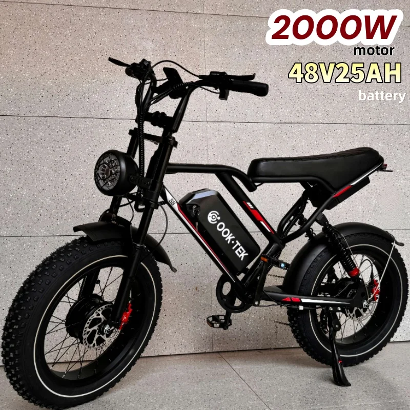 NEW S8Pro HiQiS mountain Electric Bike 2000W Motor 48V 25Ah Battery E-Bike 20 inch Tire 50km/h off road Electric Bicycles image 1