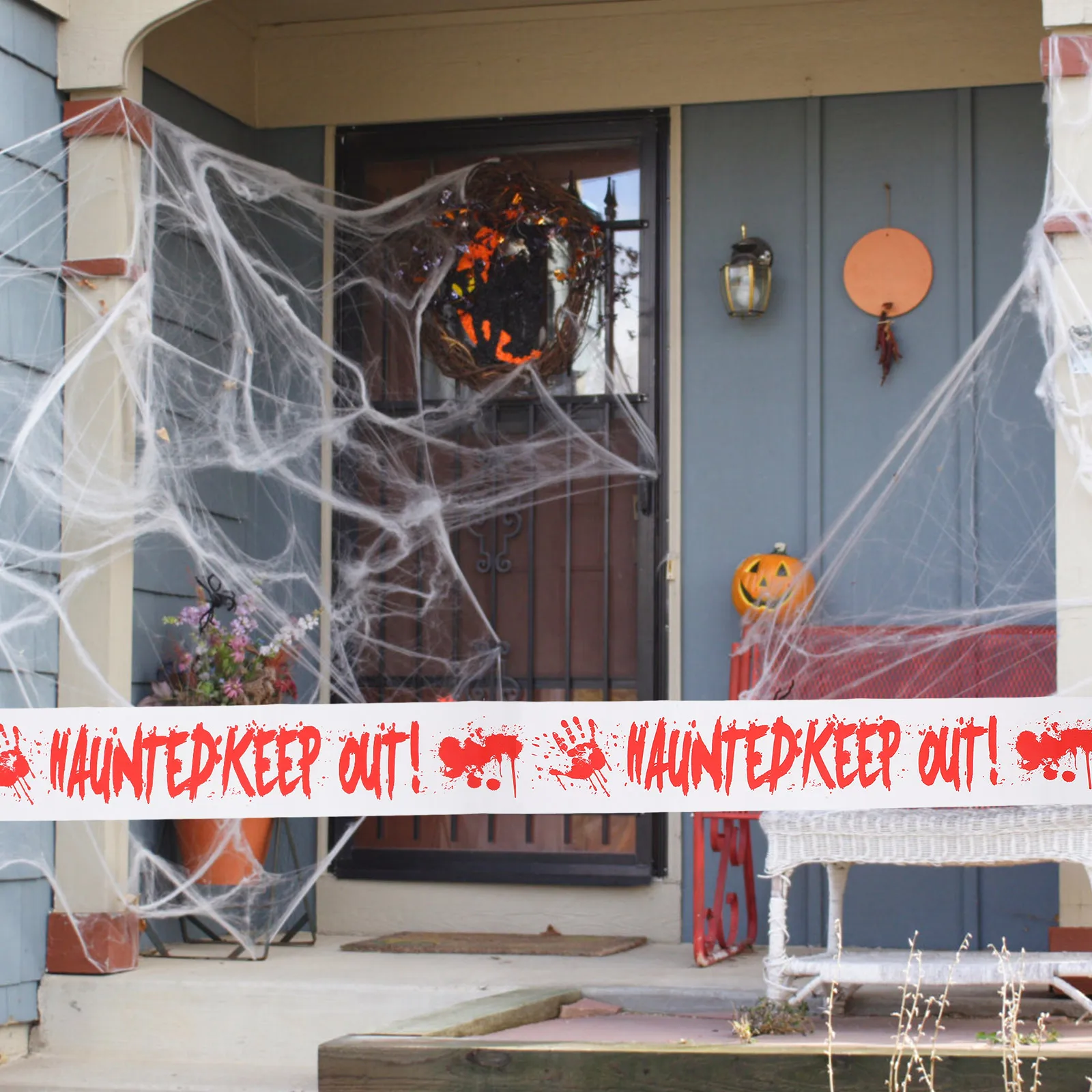 

9 14m Red Scare Tape Warning PE Construction Non Adhesive Caution Party TapeHaunted House Safety Barrier Halloween Decor