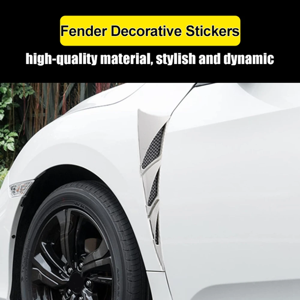 2Pcs Universal Air Flow Intake Cover Carbon Fiber Style Car Air Flow Intake Decorative Scoop Bonnet Car Exterior Accessories