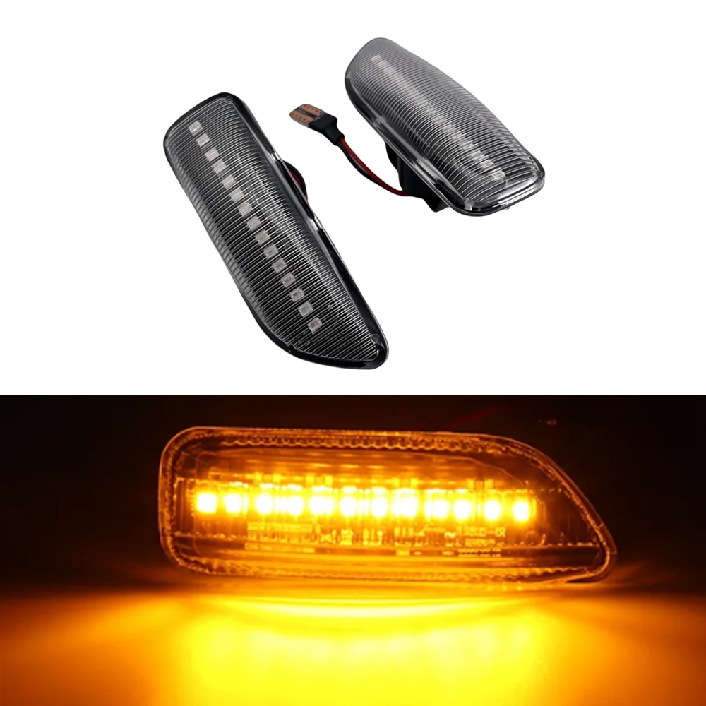 2PCS  Dynamic Side Marker Blinker Turn Signal Light For Volvo S60 S80 MK1  V70 MK2  XC70 XC90 MK1 OEM 30722641, 30722642