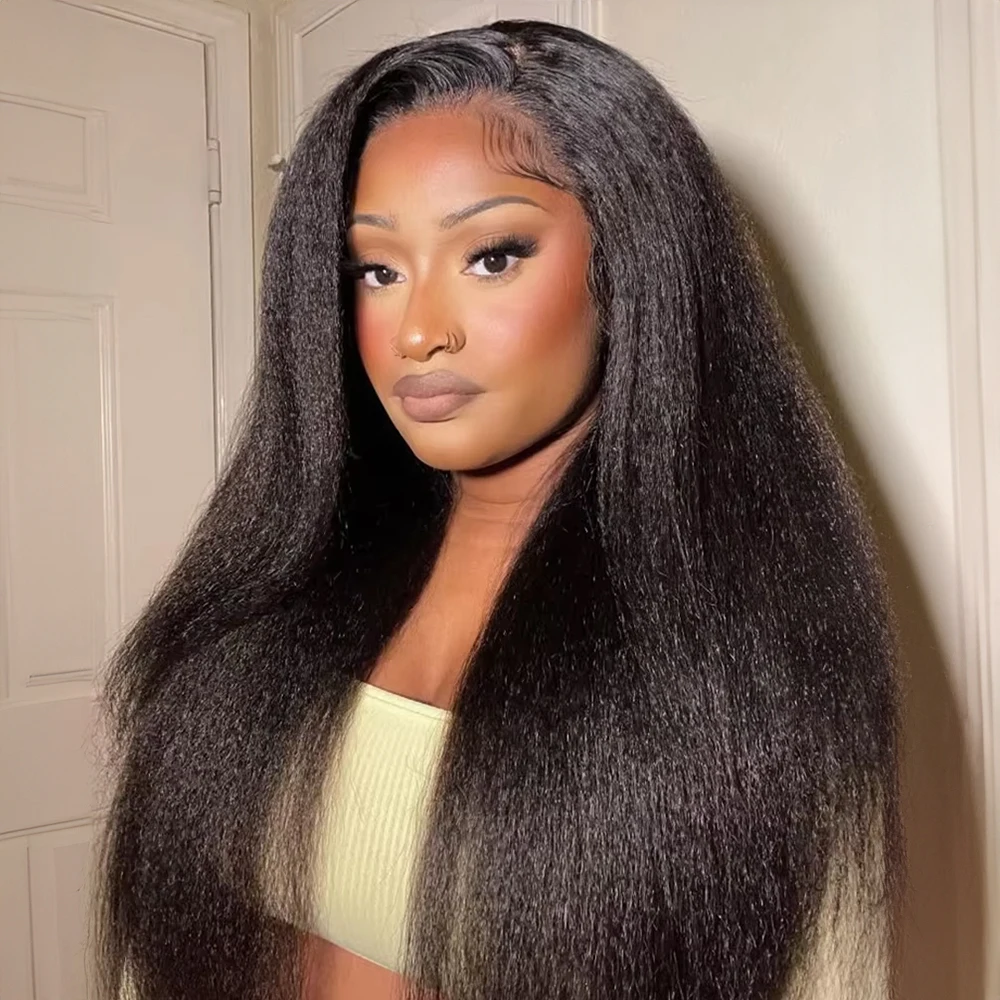 

Парик из натуральных волос 13x6 Kinky Straight HD Lace Front для женщин, бразильский парик Yaki Straight HD Lace Frontal, можно укладывать