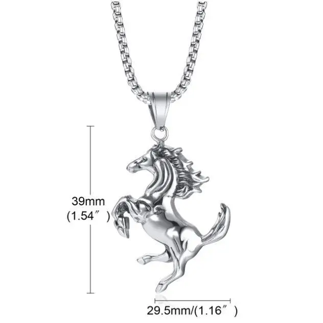 Titanium steel sweat blood horse pendant retro men‘s and women\'s stainless steel thousand-mile horse necklace accessories