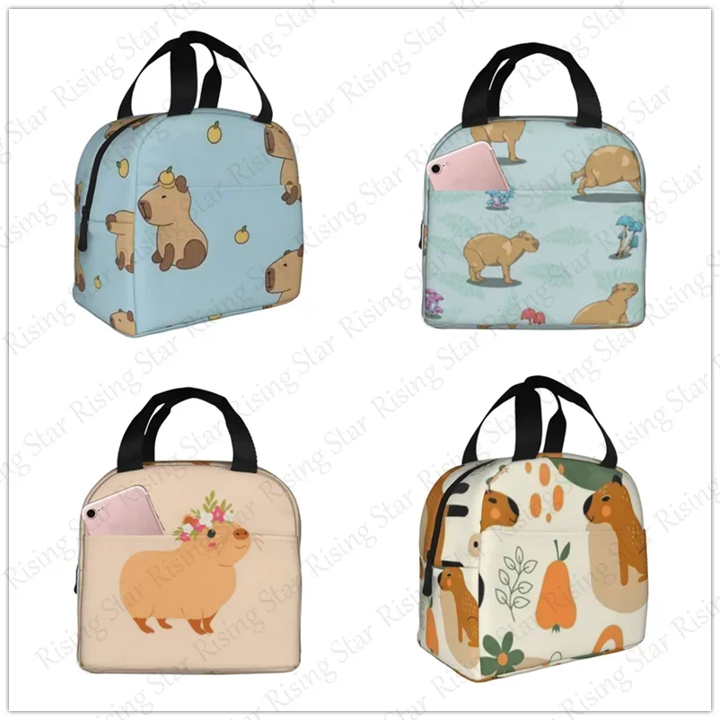 Cartoon capybara Printed Lunch bag insulated lunch box bag students and office workers carry lunchs box bag insulated Lunch Pack