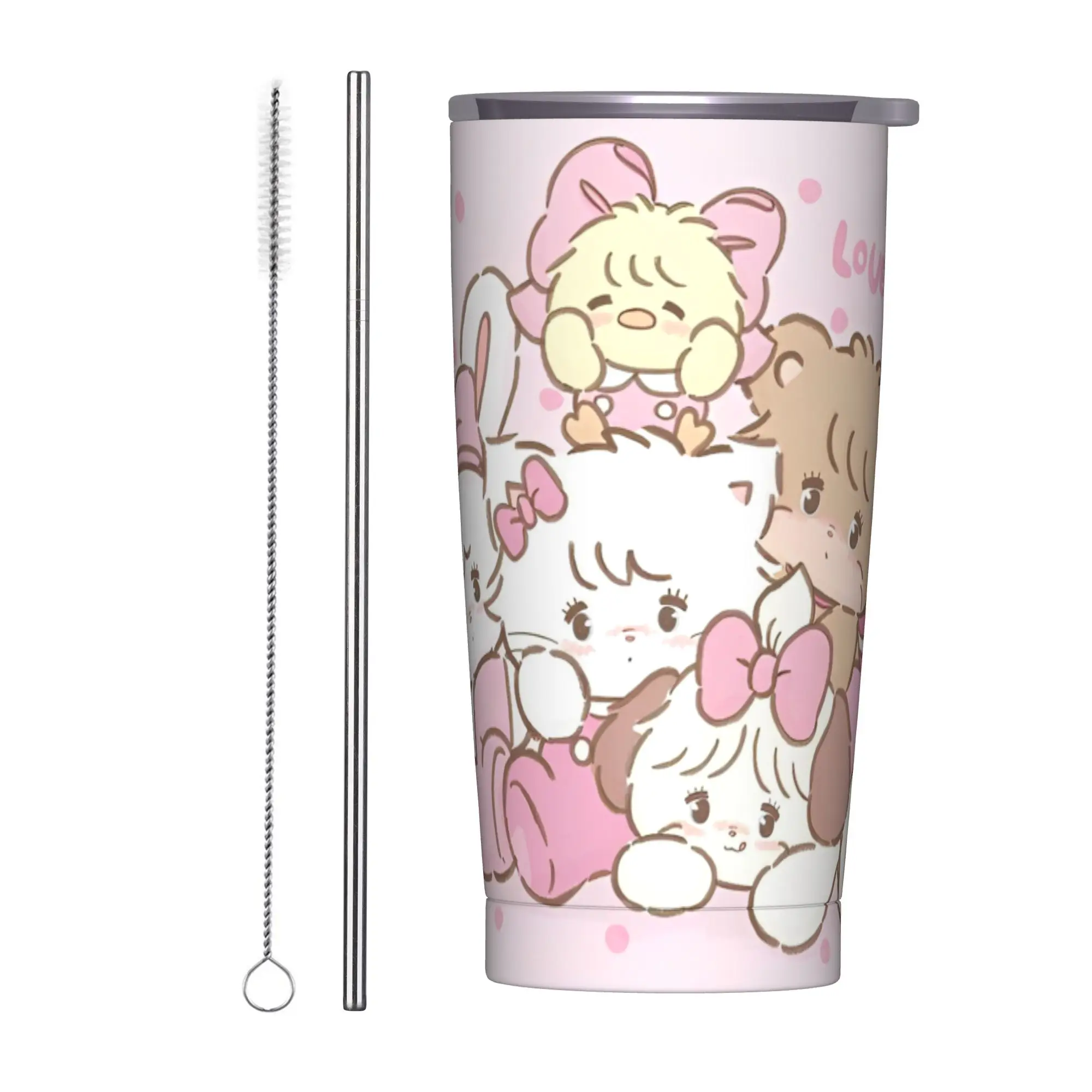 

Mikkos Cute Cartoon Tumbler Vacuum Insulated Coffee Cups with Lid Straw Travel Outdoor Mug Hot Cold Drink, 20oz
