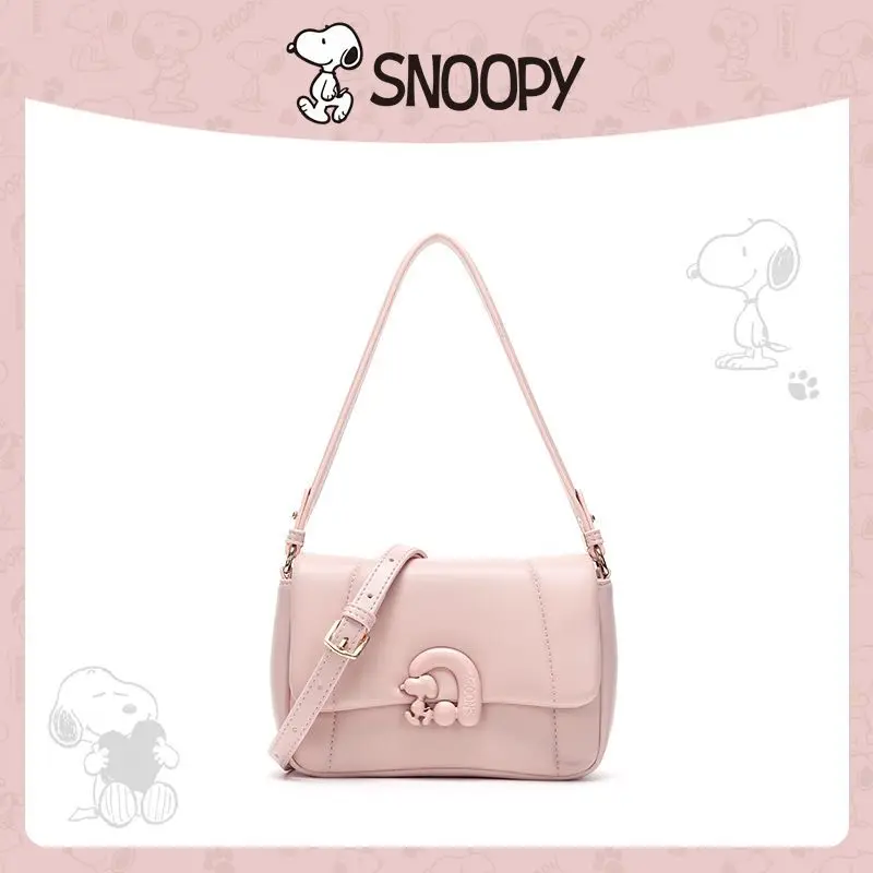 

Милая маленькая квадратная сумка в кремовом стиле с рисунком Снупи, кавайная девушка, высококачественная минималистичная сумка через плечо, подарок на День святого Валентина