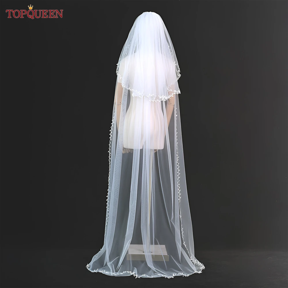 Topqueen Romantic Lace Veil With Comb Double Layer Bridal Veil Wedding Church Veil Accessories V141