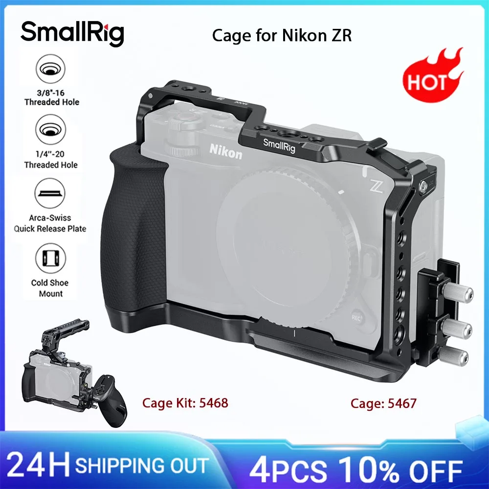 

SmallRig ZR Camera Cage for Nikon ZR, w Cable Clamp Silicone Handle Built-in Arca-Swiss Quick Release Plate for DJI Gimbals 5467
