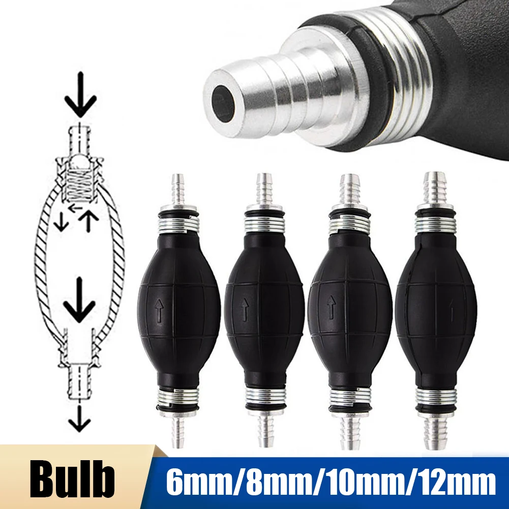 6mm/8mm/10mm/12mm Black Bulb Type Manual Fuel Pump Rubber Hand Primer Bulb Fuel Transfer Ball One Way Valve For Car Marine Boat