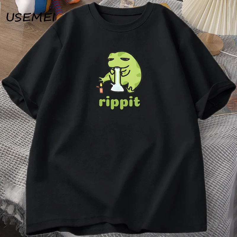 Funny Rippit T-Shirt Frog Graphic T Shirt Causal Cotton Short Sleeve Printed Tshirt Harajuku Streetwear Mens Tshirt Tops